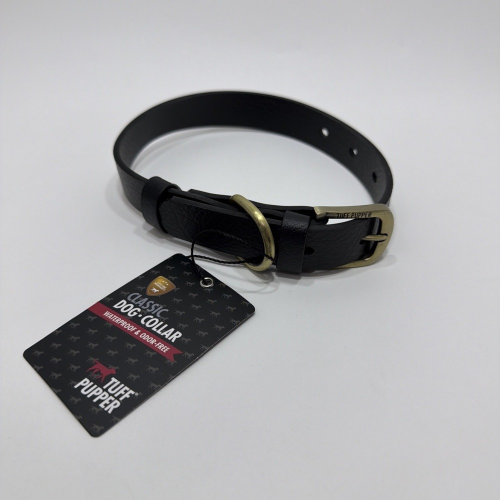 Tuff Pupper 18” Dog Collar Lifetime Warranty Black Gold Waterproof Odor Free NEW